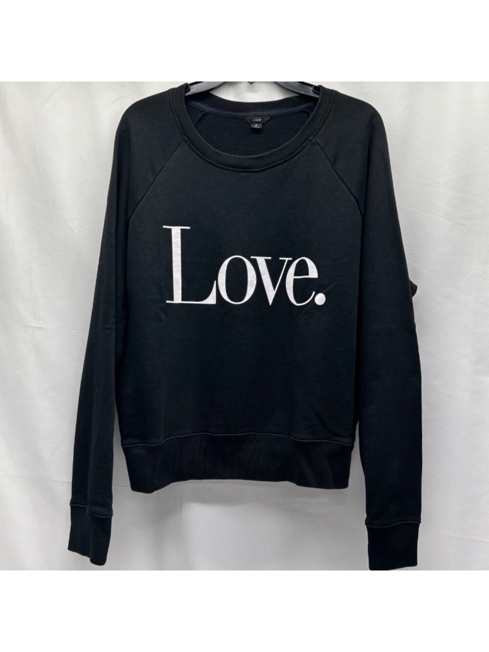 J.Crew Women's Black Love Graphic Sweatshirt Medium Cotton Casual Lounge